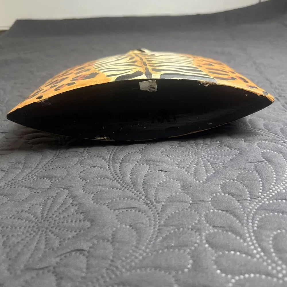 Medium Art Pottery Animal Print Flat Sided Rectangular Bud Vase Gift Home Decor